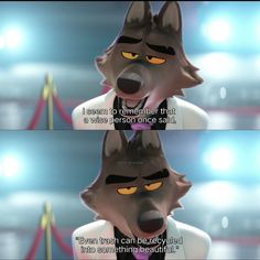 two cartoon wolfs with their mouths open and one saying, i want to remember that a person once said