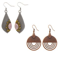 PRICES MAY VARY. [What You Can Get] 2 pair vintage earrings for women, including sunflower earrings and brown boho earrings. These bohemian earrings will be your right choice to decorate your life and highlight your personality. [Bohemian Earrings Design] The boho earrings for women are fashionable and vintage. Their eye-catching design and bohemian style make the trendy earrings perfect accent to any outfit. [High Quality] The vintage earrings are made of environmentally friendly materials, hig Handmade Metal Flower Earrings For Summer, Brown Bohemian Drop Flower Earrings, Adjustable Vintage Earrings For Summer, Brown Flower Drop Earrings, Summer Retro Drop Earrings, Everyday Bohemian Dangle Flower Earrings, Summer Brown Dangle Earrings, Bohemian Earrings With Lever Back, Terracotta Earrings