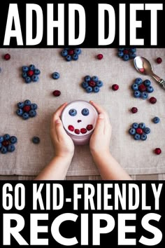 ADHD Diet for Kids | If you’re looking for natural treatments to help decrease the symptoms of attention deficit hyperactivity disorder in children, taking stock of the food your child eats (the gut-brain connection) is a great first step. This collection of ADHD diet recipes has over 60 breakfast, lunch, dinner, and dessert ideas, as well as healthy snacks for on-the-go hunger that even picky eaters will love. #ADHD #ADHDDiet #ADHDKids #ADHDStrategies Desserts For Kids, Attention Deficit, Kid Food, Healthy Snacks For Kids, Kids Food, Kids Snacks, Kids Lunch, Picky Eaters, Kid Friendly Meals