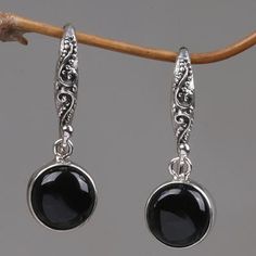 Onyx dangle earrings, 'Purity of Moonlight' - Black Onyx Sterling Silver Earrings Handcrafted in Bali Black Silver Earrings, Targaryen Dresses, 90s Jewelry, Dr Closet, Jewelry Workshop, The Glow, Jewelry Inspo, Dream Jewelry, Jewelry Packaging