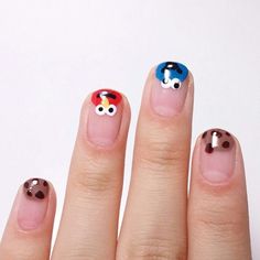 Nail Doodles Art Designs, Funny Nails Ideas, Goofy Nails, Shellac Nails Designs, Silly Nails, Nail Art Funky, Funny Nails, Cute Simple Nails, Nails Nailpolish