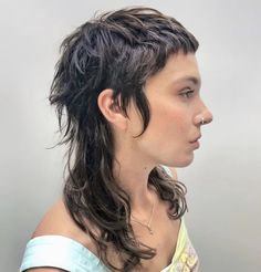 Shag Undercut Hair, Very Short Bangs Long Hair, Hairstyles For Shag Haircut, Queer Shag Haircut, "mixie" Haircut, Dreads With Bangs, Shag Mullet Haircut, Skullet Haircut, Shag Haircuts With Bangs