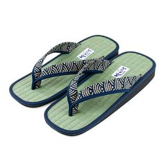 Japanese navy blue tatami sandals / flip flops, made of rice straws. Top quality unisex footwear, that take care of your feet both in winter and summer. Fell comfortable on tatami 3 cm high mats. The mats are made of straw and woven rush and consist of a thick base and a soft, smooth surface that covers the base. You can choose from two traditional types of designs:  - Geometric print  - Aomi wave print EU Size 38-41 Size 25.5 x 9 x 3 cm Weight 291g Buyers are responsible for return shipping cos Japanese Sandals, Rice Straw, Mens Shoes Sandals, Wave Print, Isle Of Man, Mens Sandals, Flip Flop Sandals, Flip Flops, Shoes Sandals