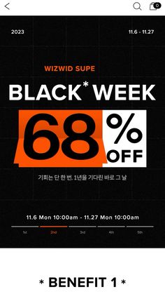 an advertisement for the black week sale is shown in two different colors and font styles