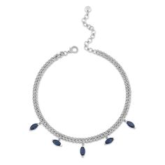 ICE COLLECTION: The SHAY Marquise Blue Sapphire Drop Link Necklace features 5 exquisite ruby drops hanging from a diamond pave mini choker. Its adjustable length means it can be worn as a choker or necklace and is perfect for stacking or as a statement piece on its own. Details: 18K Gold Blue Sapphire: 7.45cts White Diamonds: 3.5cts Adjustable Length: 11 - 13.5in Width: 5mm Lobster clasp neck closure Product Number: SN259 Please contact us to further customize the size or gemstone or LIVE CHAT w Sapphire Necklace With Adjustable Chain, Blue Fine Jewelry With Adjustable Chain, Modern Choker With Lobster Clasp, Modern Choker Jewelry With Lobster Clasp, Blue Adjustable Chain Fine Jewelry, Elegant Blue Chain Jewelry, Elegant Blue Jewelry Chain, Luxury Sapphire Dangle Jewelry, Blue Clavicle Chain Necklace