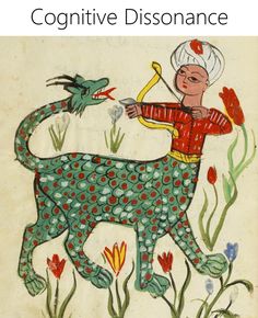 an illustration of a man riding on the back of a green animal with a bow