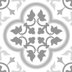 a gray and white wallpaper with an ornate design