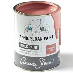 an open can of chalk paint with the words annie sloan paint in pink on it