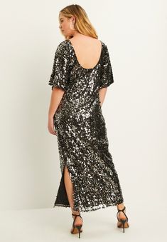 Get ready to be glam and gorgeous in this stunning sequin midi dress. This is the perfect dress whether you're a wedding guest or playing hostess. Finish London Gifts, Sequin Midi Dress, Woman Within, Swimsuits For All, Dress Suits, Cocktail Dress Party, Dolman Sleeve, Sequin Dress, Cocktail Party