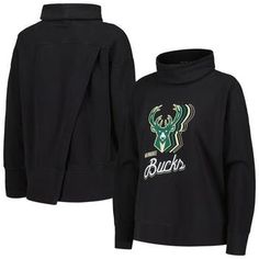 The Women's Levelwear Black Milwaukee Bucks Sunset Pullover Sweatshirt is the perfect way to show your support for the Milwaukee Bucks. This midweight sweatshirt is made from a soft cotton and polyester blend, making it comfortable to wear all day. The asymmetrical open slits on the back, banded bottom hem, and sleeve cuffs add a touch of style, while the dropped shoulders and French Terry lining provide extra warmth. The oversized design and screen-printed graphics make this sweatshirt a must-h Winter Fleece Tops For Fans, Black Fan Apparel Sweatshirt For Fall, Milwaukee Bucks, Brooklyn Nets, Gaming Clothes, Milwaukee, Pullover Sweatshirt, French Terry, Brooklyn