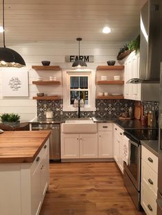 the kitchen is clean and ready for us to use in its new owner's home