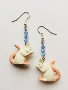 White mice earrings Mice, Baby Mobile, Tassels