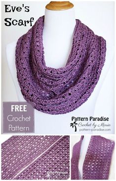 the crochet scarf pattern is shown with instructions to make it in two different colors