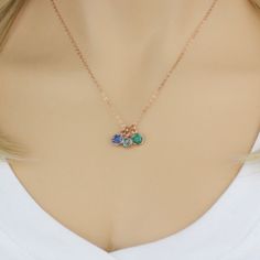 "Crystal Birthstone Necklace is now available in rose gold, gold and silver. This listing is for one necklace. ✦ Your jewelry comes attractively packaged, ready for giving! We would be happy to include a brief personalized note - just leave a message at checkout. { READY TO ORDER? } ✦ choose necklace color and number of birthstones Note: Siam is birthstone for both January and July. ✦ choose necklace length. For lengths up to 20\" but not listed, please leave a note at checkout. ✦ birthstone cho Grandma Necklace Birthstone, Birthstone Jewelry Mothers, Gold Birthstone Necklace, Christmas Gift For Grandma, Birthstone Necklace Mothers, Grandmother Necklace, Mom Necklace Personalized, Family Birthstone Necklace, Birthstone Charm Necklace