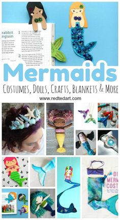 the collage shows mermaids and other crafts