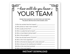 a printable game with the words, how will you know your team? on it