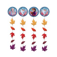 frozen princess party decorations with fall leaves and snowman on the top, set of 6