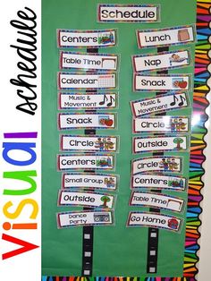 this is an image of a classroom bulletin board with the words, schedule and time