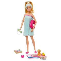 Barbie Wellness Spa Doll - ToyShnip Yoga Dolls, Muñeca Baby Alive, Made To Move Barbie, Girl Hair Colors, Barbie Doll Set, Barbie Shop, Anne Geddes, Towel Dress, Toy Playset