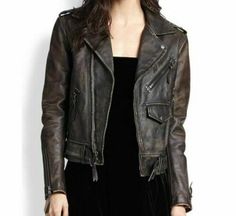 n Luella Bartley, Leather Streetwear, Brown Leather Motorcycle Jacket, Cafe Racer Moto, Distressed Leather Jacket, Best Leather Jackets, Biker Leather Jacket, Womens Biker Jacket, Vintage Biker