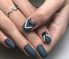 Nail Art Designs Matte, Interesting Nail Designs, Geometric Nail Designs, Geometric Nail Art Designs, Geometric Nails, Milky Nails