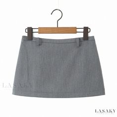 Lasaky - Chic Vintage High-Waisted Mini Skirt with Sexy and Modest Design Spring High Waist Gray Mini Skirt, Fitted Mini Skort Solid Color, Gray High Waist Mini Skirt For Spring, Spring Gray High-waist Mini Skirt, Fitted Mini Skort In Solid Color, Fitted Mini-length Skort In Solid Color, Fitted Solid Color Mini Bottoms, Trendy Gray Mini Skirt For Summer, Solid High Waist Fitted Mini Skirt