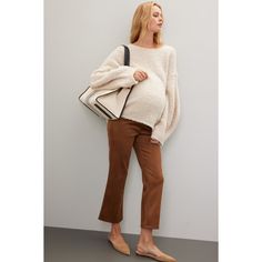 Brown faux suede (95% Polyester, 5% Spandex). Pants. Pull on. 26" inseam. 14" rise. Imported. Suede Flare Pants, Spandex Pants, Maternity Pants, Rent The Runway, Closet Designs, Flare Pants, Faux Suede, Spandex, Pants