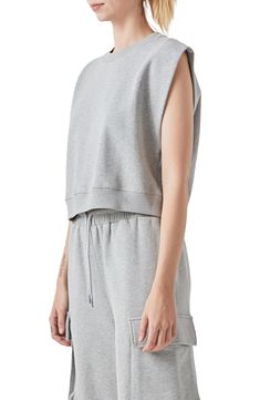 Extended shoulders frame this soft cotton sweatshirt crafted in a cropped silhouette with ribbed trim. Crewneck Extended shoulders 100% cotton Hand wash, dry flat Imported Heather Grey, Lab, Hand Wash, Nordstrom, Crew Neck, Trim, Size Small, Sweatshirts, Grey