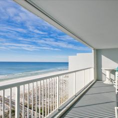 an ocean view from the front porch of a beachfront condo in destinia, florida