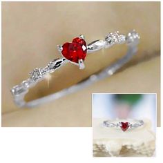 Exquisite Heart-Shaped Red Cubic Zirconia Decor Ring - Elegant, Luxurious, And Durable Jewelry Gift For Girls And Women - Perfect For Anniversaries, Birthdays, And Romantic Occasions Red Crystal Ring For Valentine's Day, Red Heart Cut Ring For Gift, Red Heart Cut Ring As A Gift, Red Heart Cut Ring As Gift, Red Heart Ring For Valentine's Day, Valentine's Day Red Birthstone Ring, Red Sterling Silver Heart Ring With Birthstone, Red Ruby Heart-cut Ring, Red Ruby Heart Cut Ring