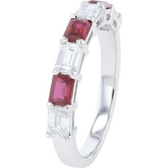 14K White Gold Ring with Lab Grown Diamonds and Lab Grown Rubies - 1.80 Carat Total Gem Weight Luxury White Gold Jewelry With Lab-created Ruby, Rubies And Diamonds, Ruby Bands, Diamond Birthstone, White Gold Jewelry, 14k White Gold Ring, Sparkle Diamonds, White Gold Rings, Vibrant Red