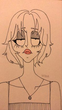 a drawing of a girl with big eyes