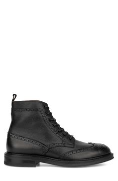 Broguing highlights the style of an Italian leather wingtip boot that is a classic addition to any wardrobe. 6.6" shaft height Round wingtip toe Broguing details Lace-up Leather upper, manmade sole Made in Italy Formal Calf Leather Ankle Lace-up Boots, Black Wingtip Lace-up Boots For Fall, Black Goodyear Welted Lace-up Boots For Business, Business Wingtip Lace-up Boots With Brogue Detailing, Fitted High-top Boots For Formal Occasions, Fitted High-top Formal Boots, Formal Fitted High-top Boots, Black Ankle Lace-up Boots With Brogue Detailing, Business Lace-up Cap Toe Boots With Brogue Detailing