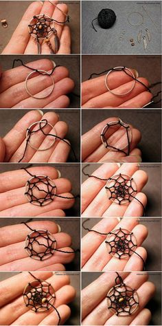 the instructions for how to make an intricate wirework ring with beads and wires on it