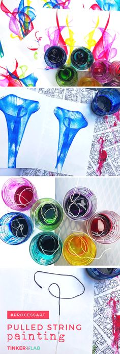 colorful paper is being made with scissors and thread