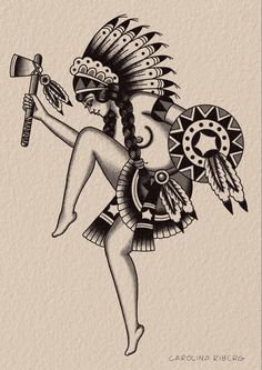 Indian Traditional Tattoo Designs, American Native Tattoo, Traditional Tattoo Native American, Traditional Western Tattoo, Black Traditional Tattoo Flash, Indian Tattoos For Women, Indian Women Tattoo, Black Traditional Tattoo, Native Indian Tattoos