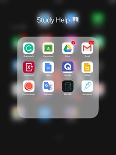 an iphone screen with the text study help on it and icons displayed in different colors