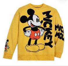 Mickey Mouse Jacket, Mickey Mouse Design, Yellow Knit Sweater, Friends Holiday, New Mickey Mouse, Mickey Mouse And Friends, Bare Necessities, Yellow Sweater