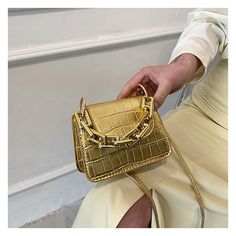 Product information: Pattern: crocodile pattern Color: gold, silver Processing Method: soft surface Lifting parts: soft handle Hardness: soft Material: PU Style: Urban Simplicity Yes/No lining cloth: None Packing list: Bag*1 Product Image: Chic Gold Satchel Shoulder Bag, Gold Square Shoulder Bag As Fashion Accessory, Gold Crocodile Pattern Satchel Bag, Trendy Gold Shoulder Bag For Formal Occasions, Trendy Gold Shoulder Bag, Chic Gold Top Handle Shoulder Bag, Gold Crocodile Pattern Shoulder Bag For Daily Use, Gold Satchel Evening Bag, Trendy Gold Shoulder Bag With Double Handle