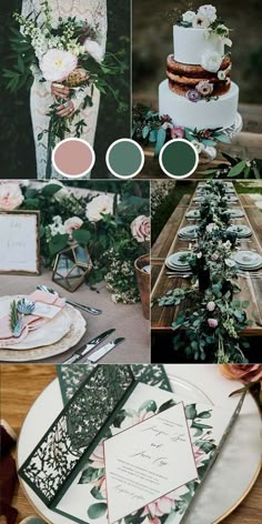 a collage of different wedding colors and details