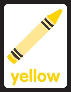 a yellow crayon with the word yellow written below it