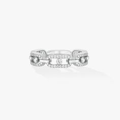 Move Uno Pavé-Set Diamond Ring in White Gold | Messika 12012-WG Messika Bracelet, Pave Diamond Ring, Gold Diamond Ring, White Gold Diamond Rings, Women Diamond, Elegant Ring, Classic Ring, Gold Diamond Rings, Jewelry Creation