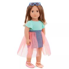 a doll wearing sunglasses and a dress