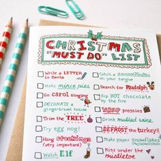 a christmas must do list with two pencils