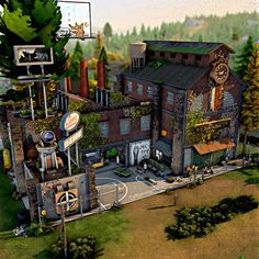 🥊 Moonwood Co-Op Sims 4 Corner Store, Sims 4 Teen Hangout Lots, Sims 4 Influencer Apartment, Sims 4 Community Lots Ideas, Sims 4 Community Lots, Sims4 Inspiration, Sims Design, Hangout Space, The Sims 4 Lots