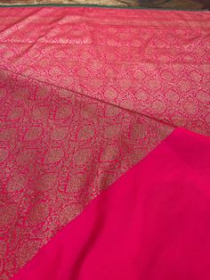 Pink Semi banarsi brocade saree, with stitched blouse Brocade Pre-draped Saree With Traditional Patterns, Brocade Pre-draped Saree With Zari Work, Semi-stitched Bollywood Blouse Piece In Jamawar, Unstitched Brocade Saree For Puja, Pink Brocade Blouse Piece With Cutdana, Pink Banarasi Silk Unstitched Suit With Self Design, Brocade Saree With Traditional Patterns, Pink Banarasi Silk Unstitched Suit For Navratri, Navratri Pink Banarasi Silk Unstitched Suit