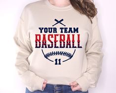 Baseball Custom Number Sweatshirt, Custom Baseball Your Team Sweatshirt, Personalized Baseball Hoodie, Game Day Sweater, Team Name Hoodie Welcome to ApparelByMoliva High quality and super soft comfortable sweatshirts are prepared with new technology DTF and a professional quality heat press.  # HOW TO PLACE AN ORDER? #   Please check the size, color and theme of all images in this listing. * Choose the size and color of the shirt from the menus. * Fill the empty box with your design color for personalization. Please refer to the photos in this listing to see what colors are available.   (Example: Design Color Black) * Choose the amount * Add to Basket * Proceed to checkout   Note1: Please ask for sizes and colors that are not in our size chart.   Note2: Durable 50% Cotton/50% Polyester Ble Crew Neck Hoodie For Baseball Season Sports Events, Crew Neck Hoodie For Team Events In Winter, Winter Team Events Crew Neck Sweatshirt, Crew Neck Hoodie For Baseball Season, Winter Crew Neck Hoodie For Team Events, Casual Hoodie Sweatshirt For Team Events, Winter Team Spirit Sweatshirt For Team Events, Baseball Season Long Sleeve Hoodie With Team Name, Long Sleeve Hoodie With Team Name For Baseball Season