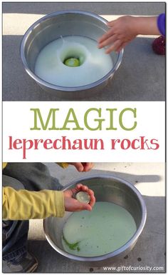 two pictures with the words magic leprechaun rocks in it and an image of a