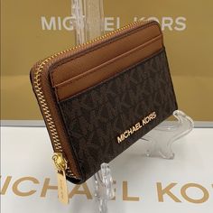 Nwt Authentic Michael Kors Jet Set Travel Medium Za Card Case Brown/Luggage 4.5” X 3.25” X 0.9” Michael Kors Brown Wallet With Interior Card Slots, Brown Michael Kors Wallet With Interior Card Slots, Classic Brown Michael Kors Wallet, Michael Kors Brown Wallet With Zipper Closure, Michael Kors Brown Wallets With Zipper Closure, Brown Michael Kors Wallet With Zipper Closure, Michael Kors Wallet With Card Slots, Michael Kors Wallets With Card Slots For Daily Use, Michael Kors Brown Daily Wallet