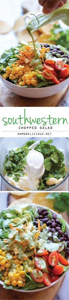 the process of making southwestern salads is shown